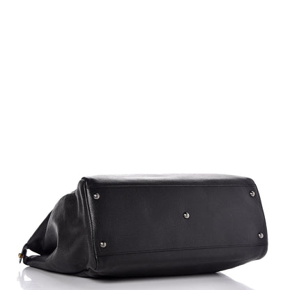 Fendi Goatskin Large Peekaboo Iconic Satchel Black Lampone 5 of 9