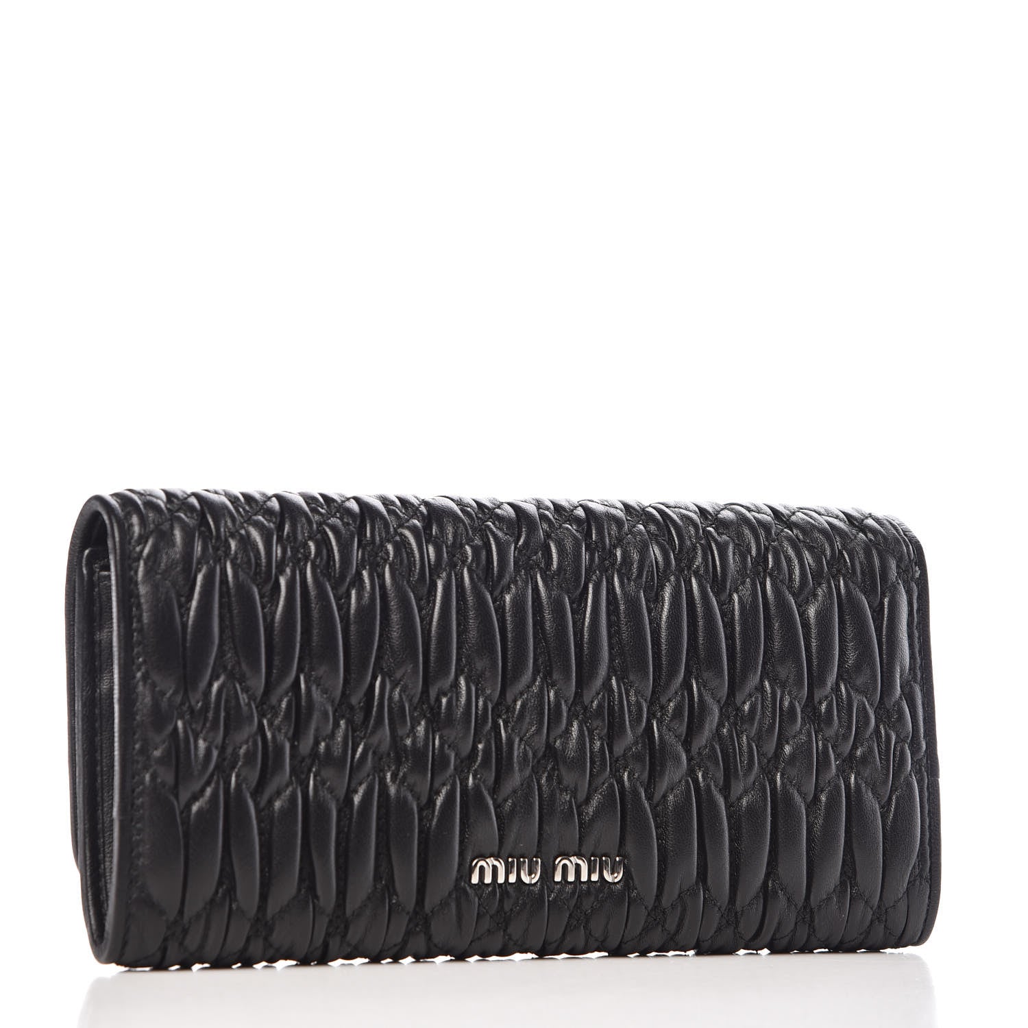 Miu Miu Nappa Matelasse Flap Wallet Black 4 of 9
