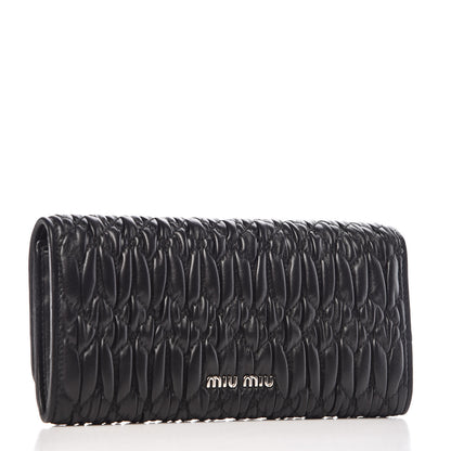 Miu Miu Nappa Matelasse Flap Wallet Black 4 of 9