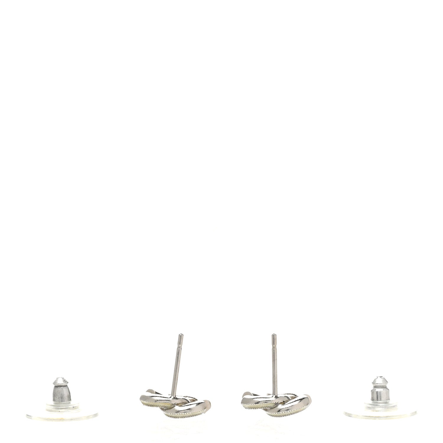 Chanel Enamel Crystal CC Earrings Silver 3 of 5