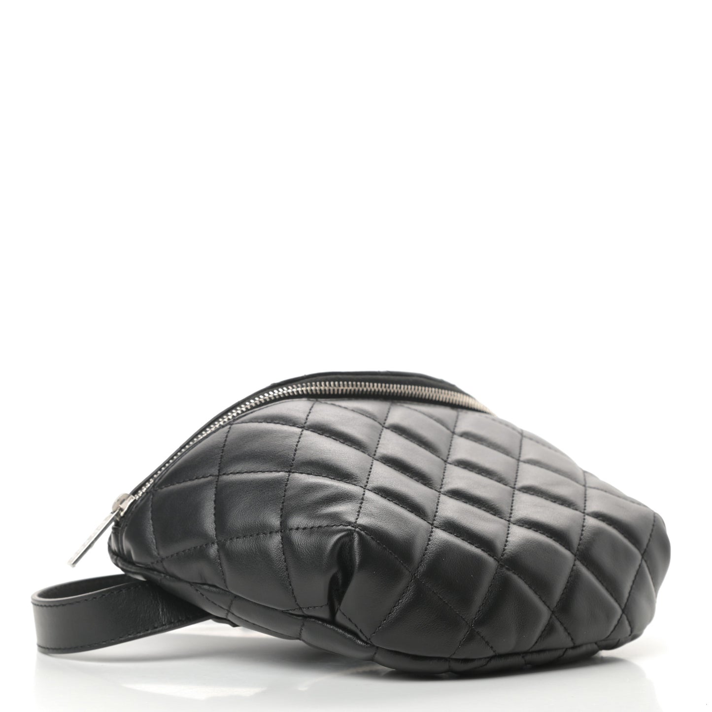 Lambskin Quilted Waist Belt Bag Black