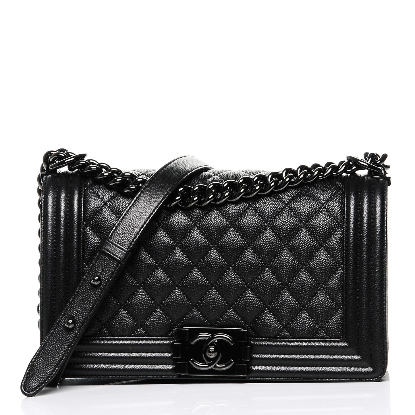 Caviar Quilted Medium Boy Flap So Black