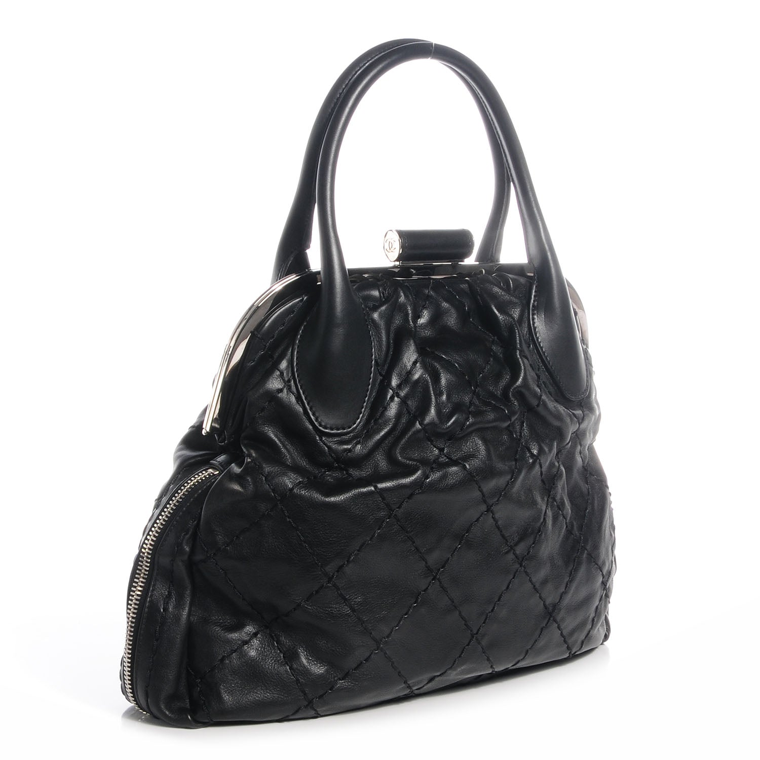 Chanel Calfskin Expandable Stitched Frame Top Bag Black 3 of 7