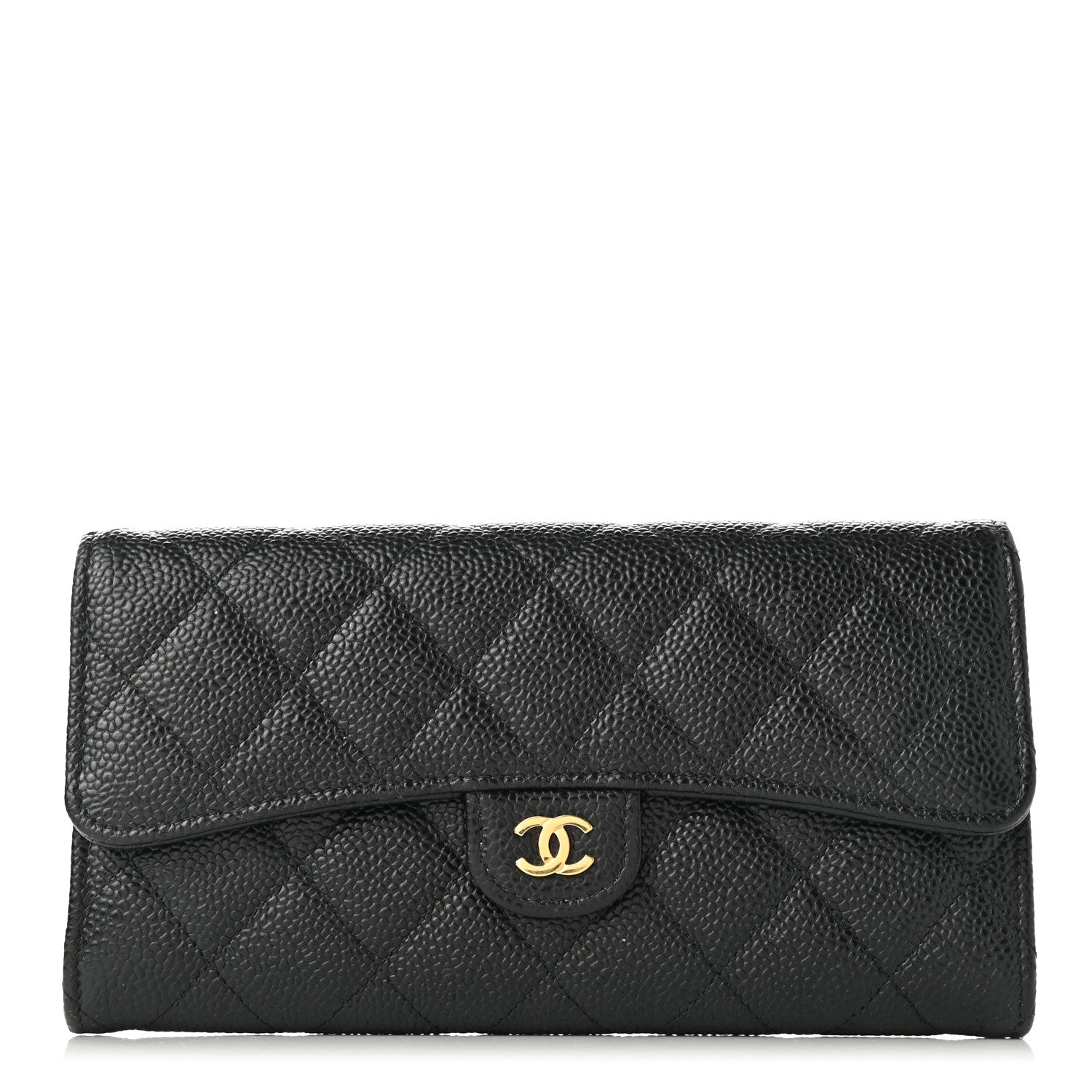 Chanel Caviar Quilted Large Gusset Flap Wallet Black 1 of 9