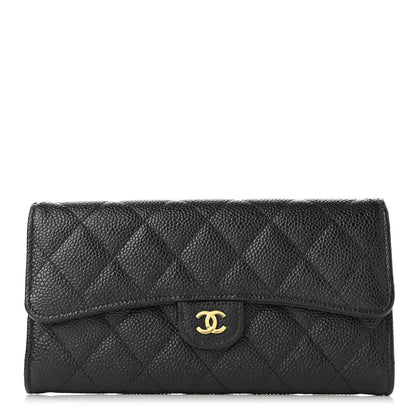 Chanel Caviar Quilted Large Gusset Flap Wallet Black 1 of 9