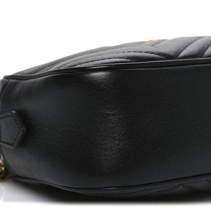 Gucci Calfskin Matelasse Small GG Marmont Chain Shoulder Bag Black 9 of 11