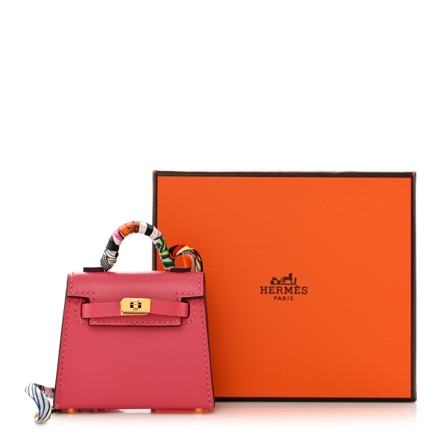 Hermes Tadelakt Mini Kelly Twilly Bag Charm Rose Lipstick 10 of 10