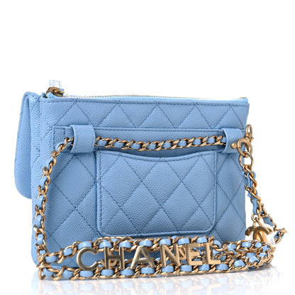 Chanel Shiny Caviar Pick Me Up Flap Belt Bag Light Blue 2 of 10