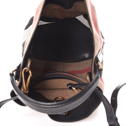 Burberry Canvas Mega Check Medium Ashby Hobo Black 5 of 11