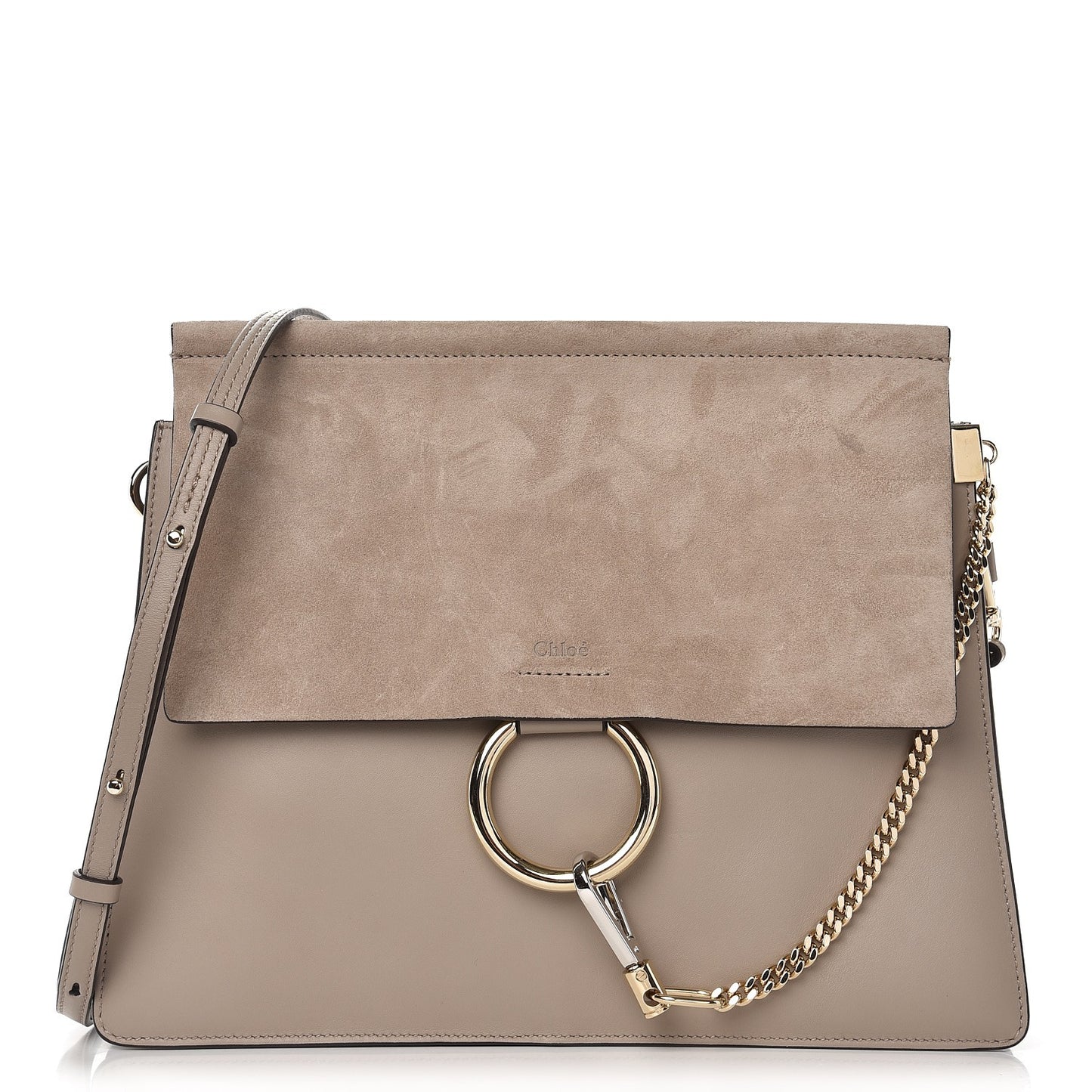 Calfskin Suede Medium Faye Shoulder Bag Motty Grey