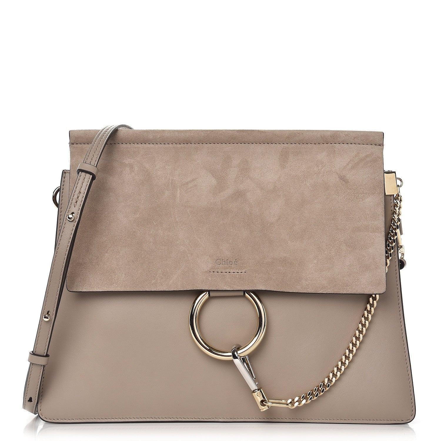 Chloe Calfskin Suede Medium Faye Shoulder Bag Motty Grey 1 of 7