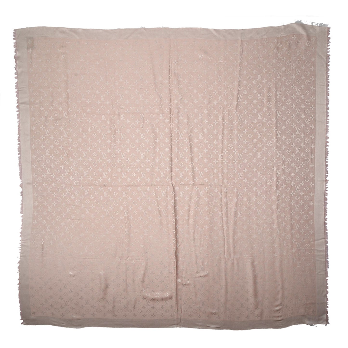 Wool Silk Monogram Shawl Natural