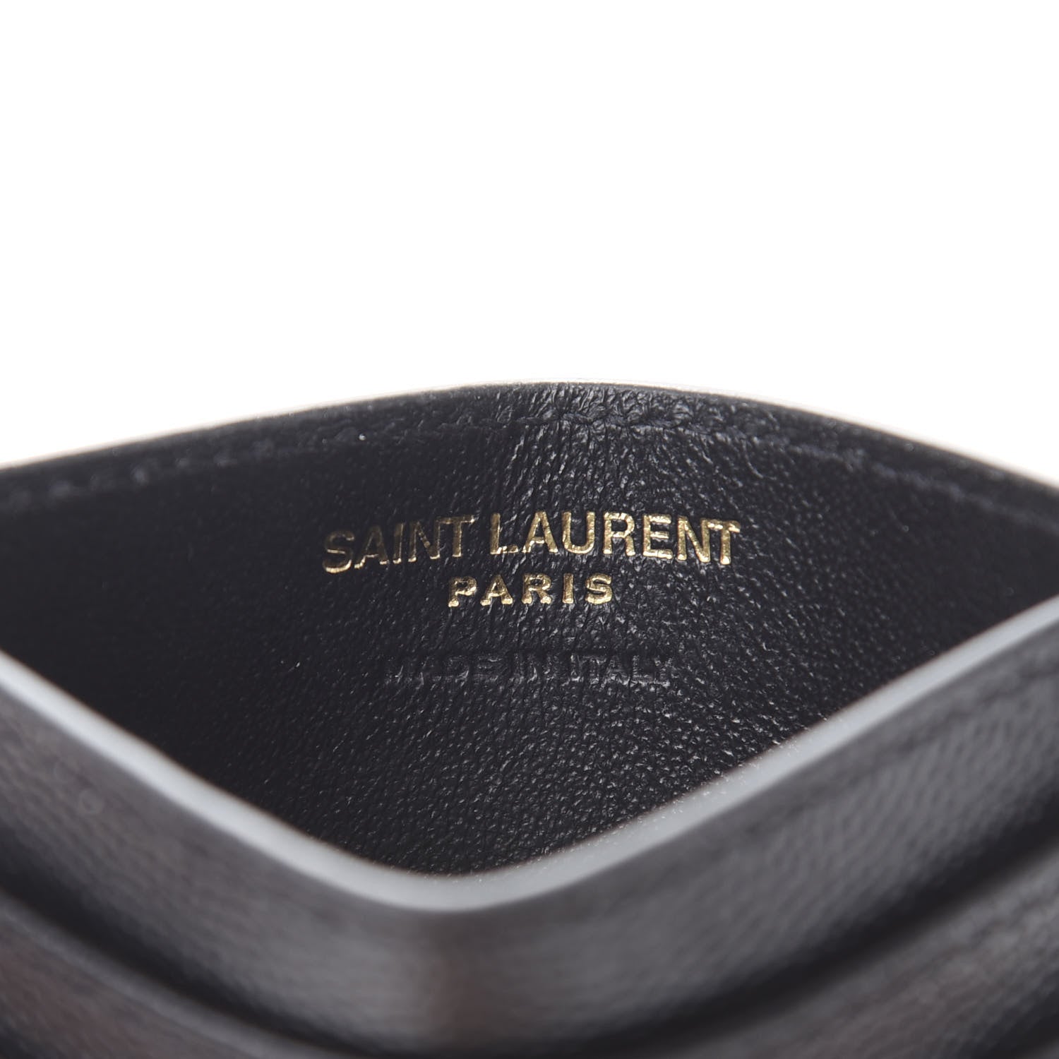 Saint Laurent Grain De Poudre Matelasse Chevron Monogram Credit Card Case Black 6 of 8
