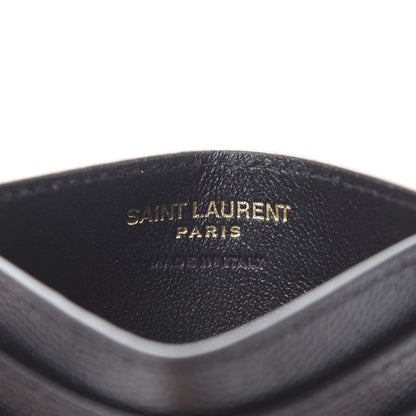 Saint Laurent Grain De Poudre Matelasse Chevron Monogram Credit Card Case Black 6 of 8