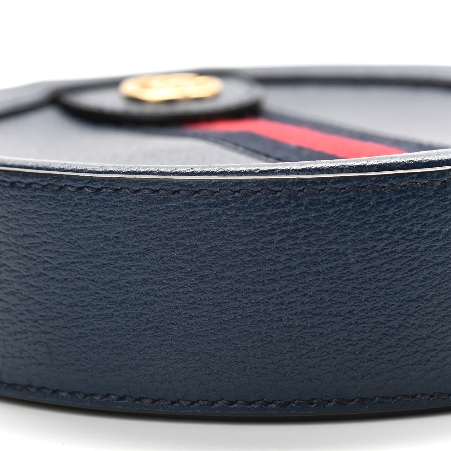 Soft Textured Calfskin Web Mini Ophidia Round Shoulder Bag Blue Agata