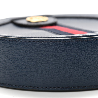 Gucci Soft Textured Calfskin Web Mini Ophidia Round Shoulder Bag Blue Agata 10 of 11