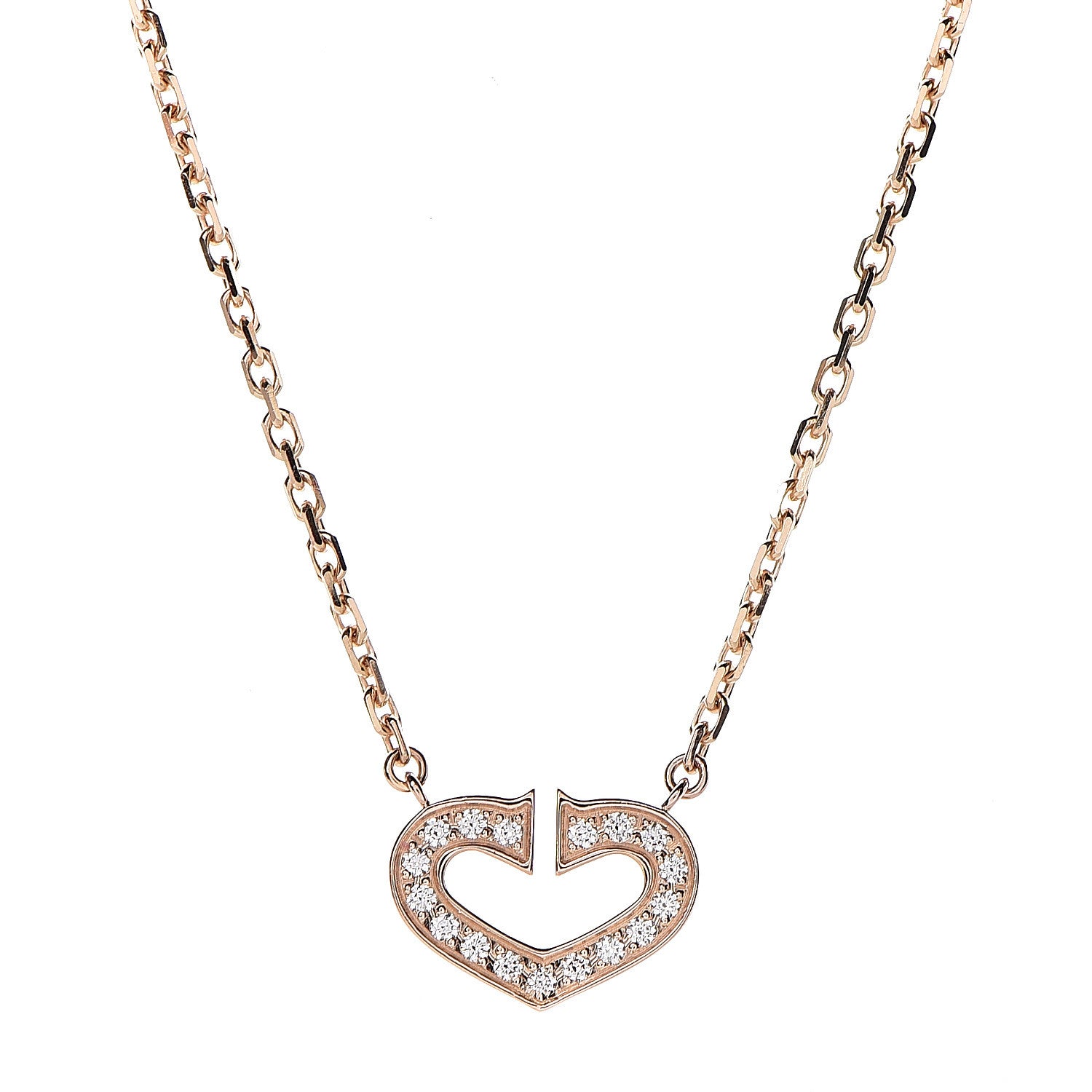 Cartier 18K Pink Gold Diamond Hearts and Symbols Pave Necklace 4 of 6