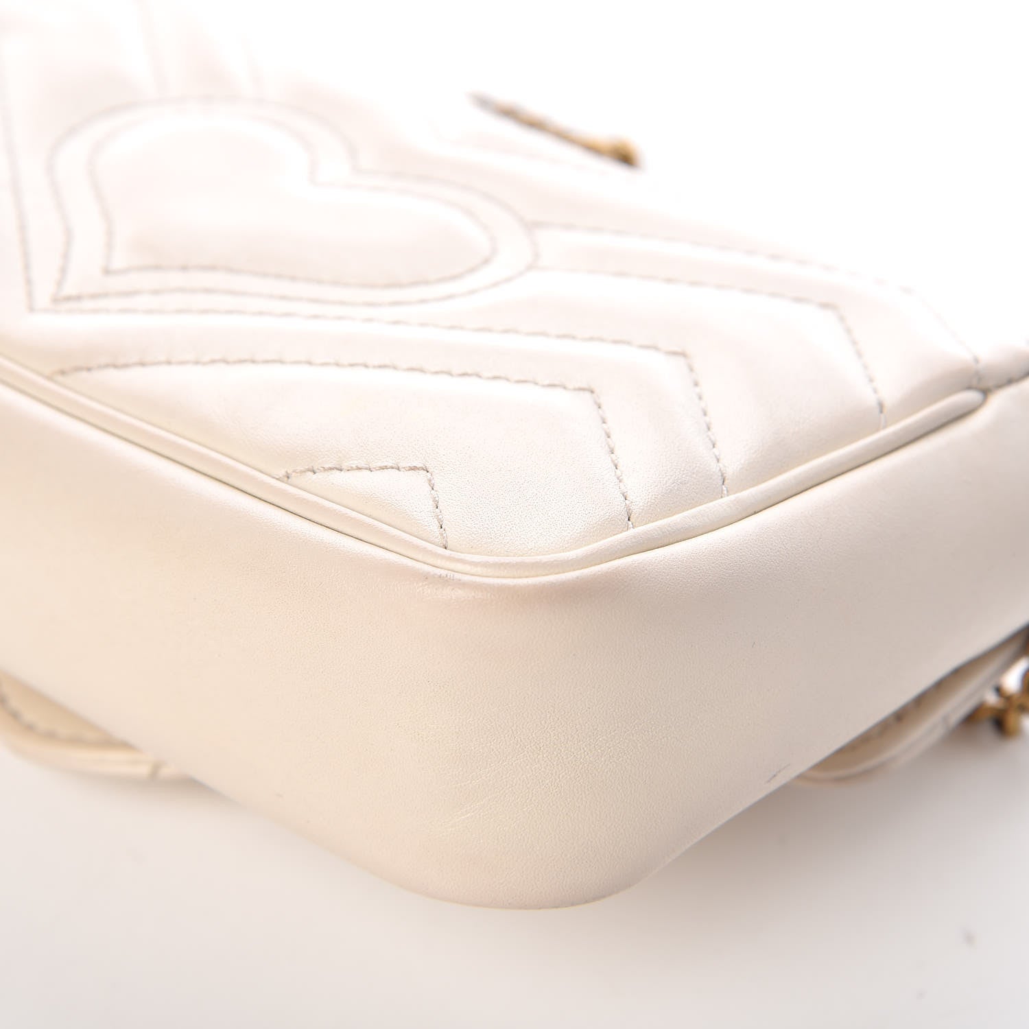 Gucci Calfskin Matelasse Super Mini GG Marmont Shoulder Bag White 11 of 14