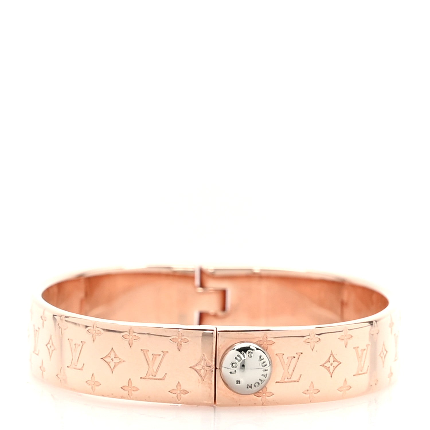 Louis Vuitton Brass Monogram Nanogram Cuff S Pink Gold 1 of 6
