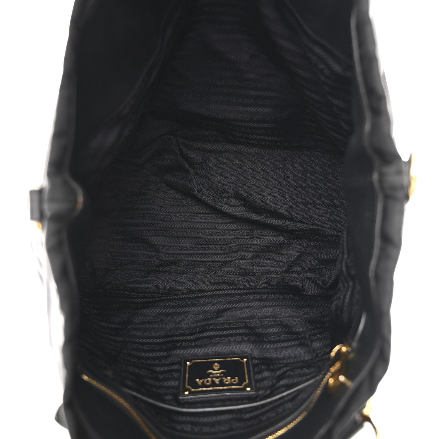 Prada Tessuto Nylon Soft Calfskin Tote Black 5 of 10