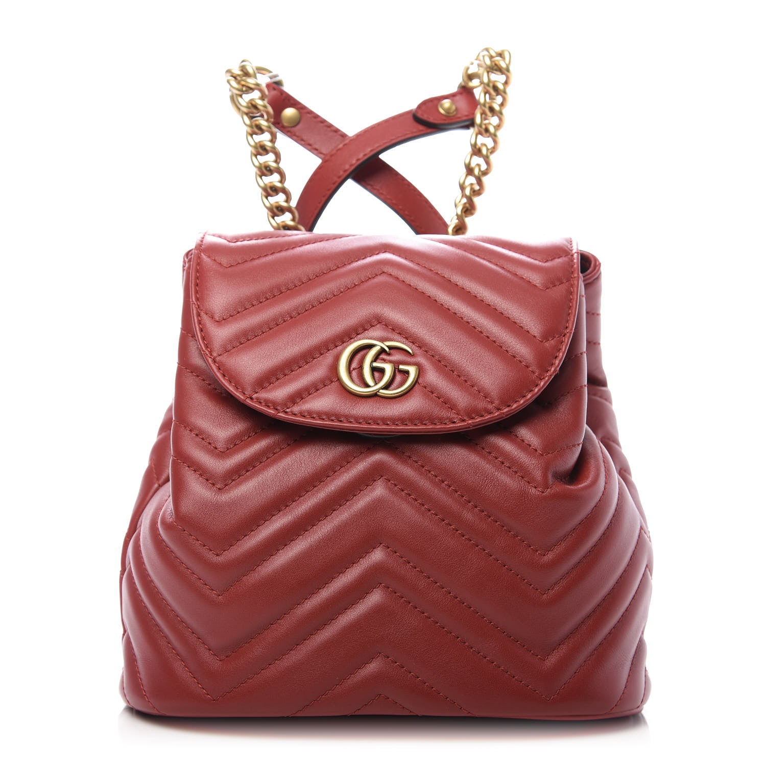 Gucci Calfskin Matelasse GG Marmont Flap Backpack Hibiscus Red 1 of 9