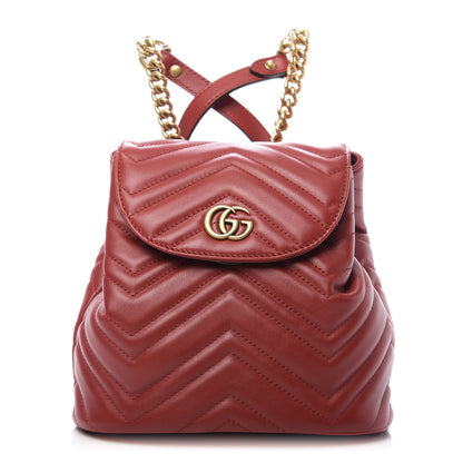 Gucci Calfskin Matelasse GG Marmont Flap Backpack Hibiscus Red 1 of 9