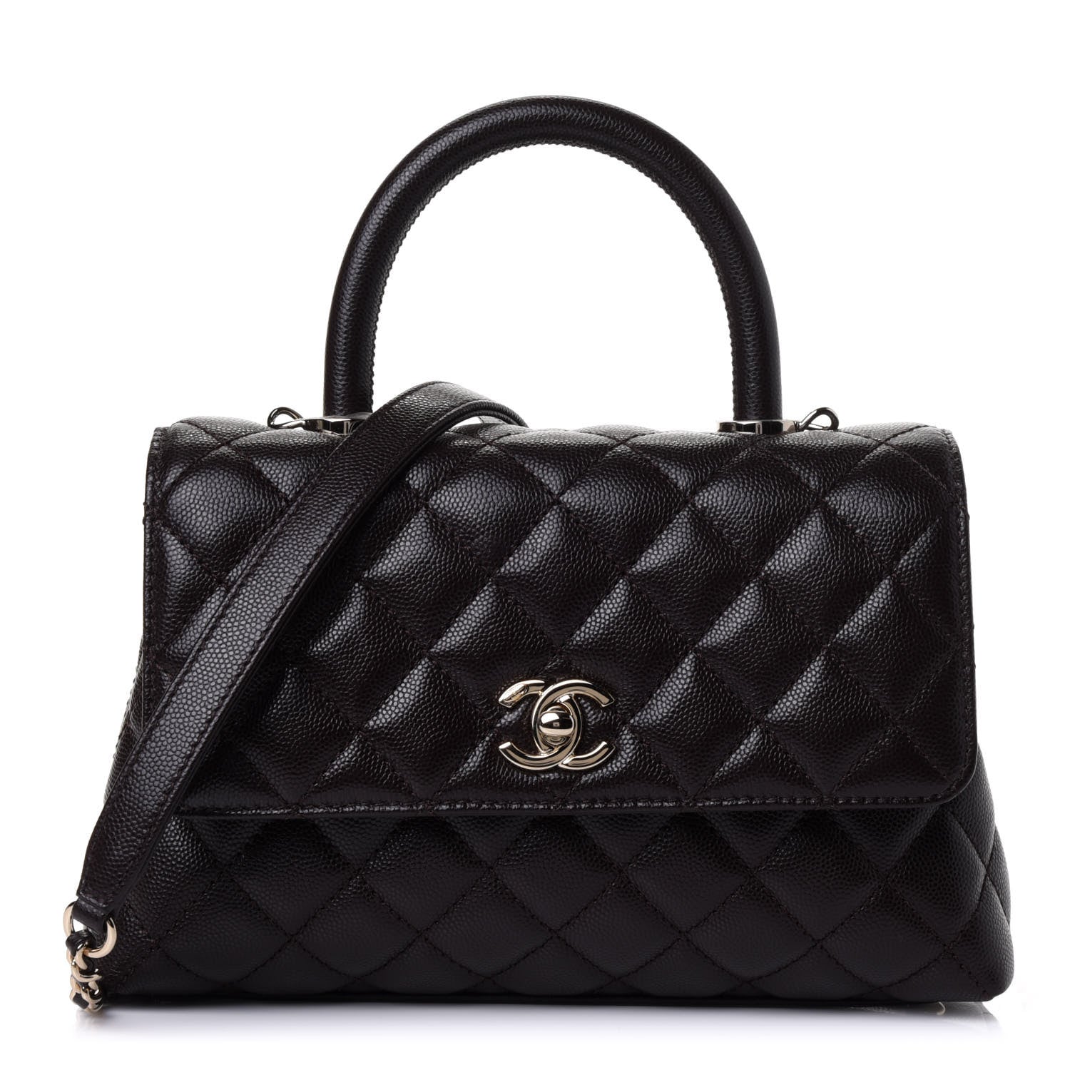 Chanel Caviar Quilted Mini Coco Handle Flap Dark Brown 1 of 4