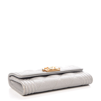 Chanel Caviar Quilted Boy Card Holder Wallet Grey 4 of 8