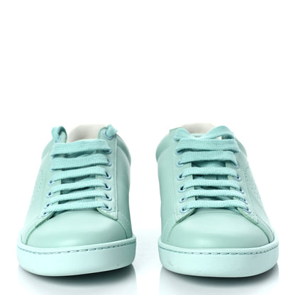 Gucci Calfskin Interlocking G Perforated Womens Ace Sneakers 35 Water Green Synthetic Green Garden 2 of 10