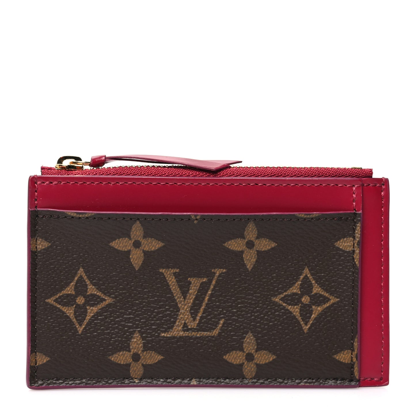 Monogram Zipped Card Holder Fuchsia