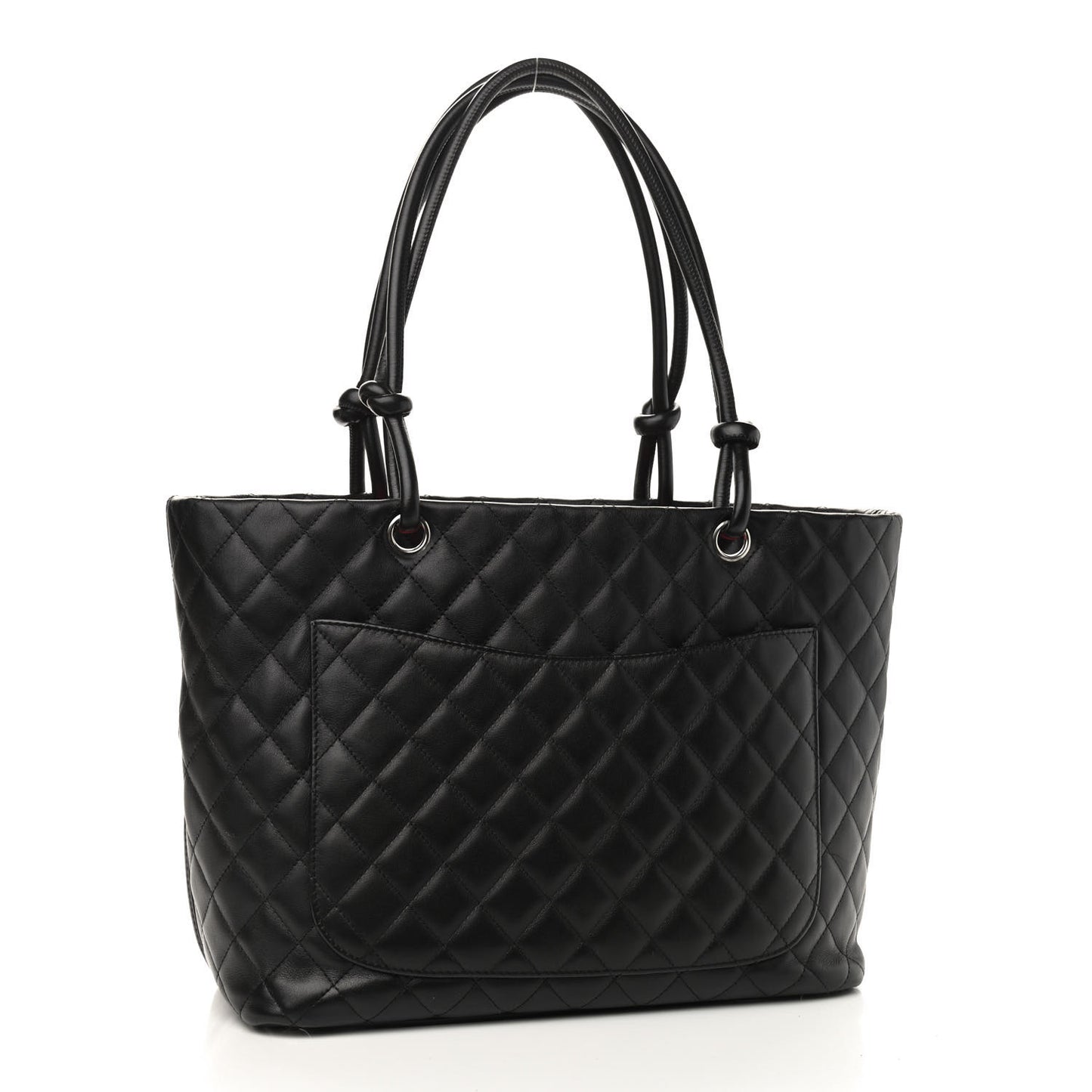 Calfskin Quilted Large Cambon Tote Black White