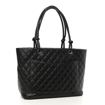 Chanel Calfskin Quilted Large Cambon Tote Black White 3 of 11