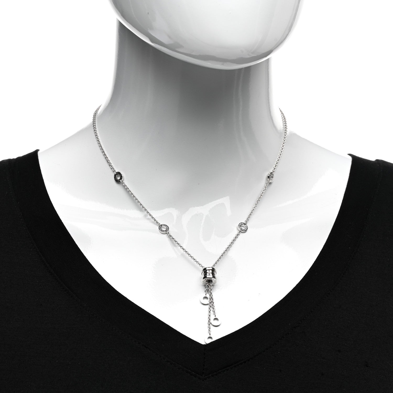 Bulgari 18K White Gold B.Zero1 Lavalier Necklace 2 of 5