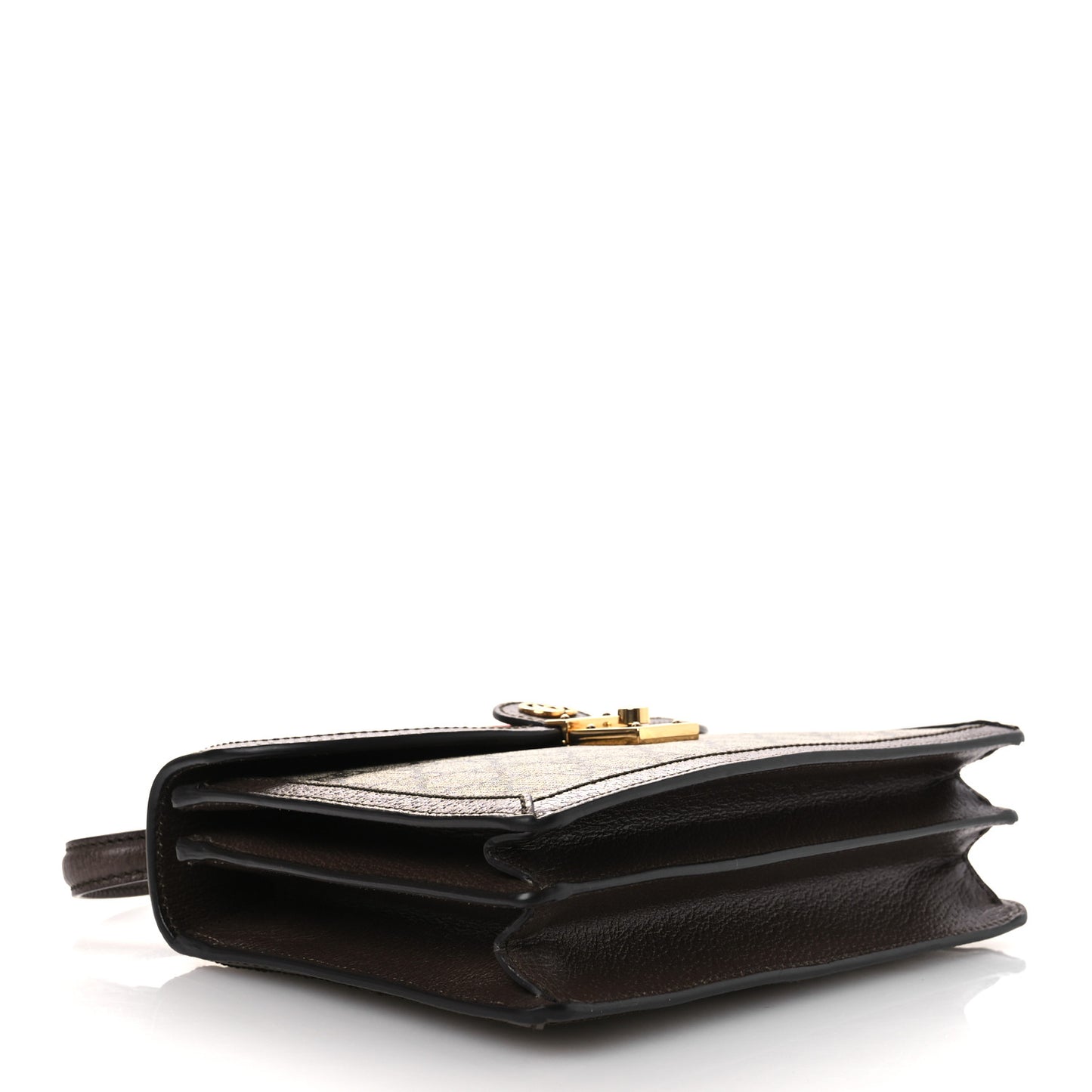 GG Supreme Monogram Textured Dollar Calfskin Web Small Ophidia Padlock Top Handle Bag Beige Ebony New Acero