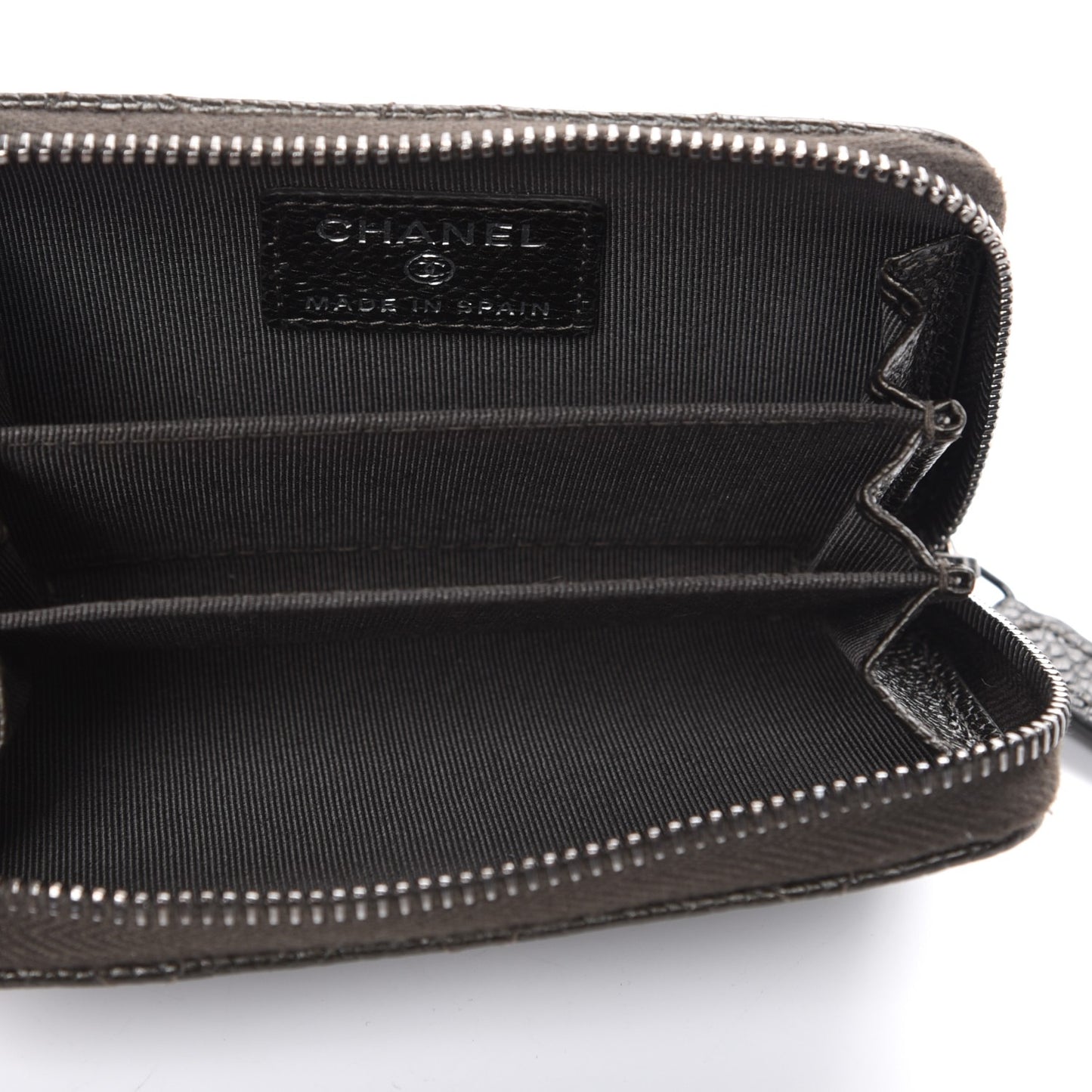 Caviar Quilted Zip Coin Purse Dark Green