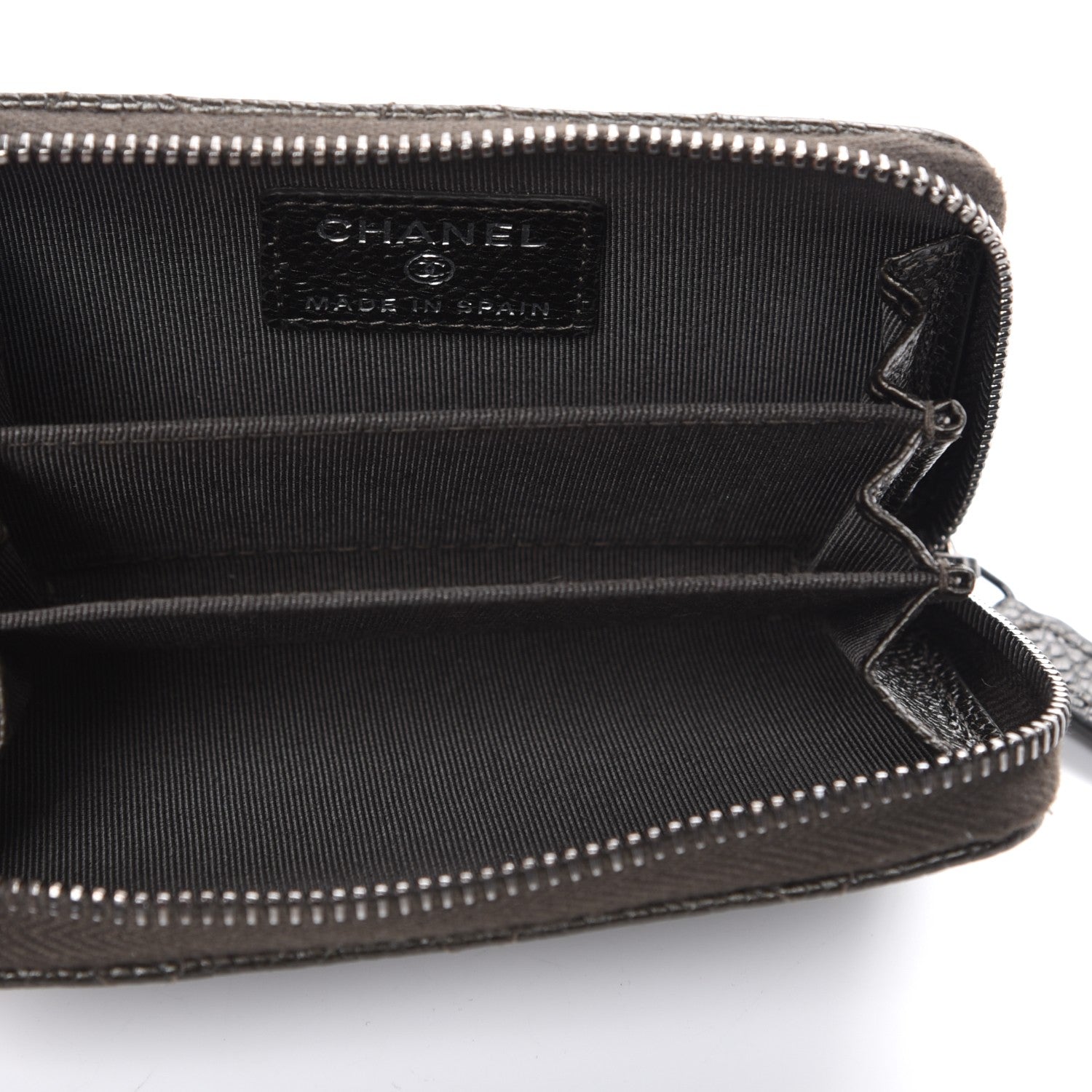 Chanel Caviar Quilted Zip Coin Purse Dark Green 5 of 7