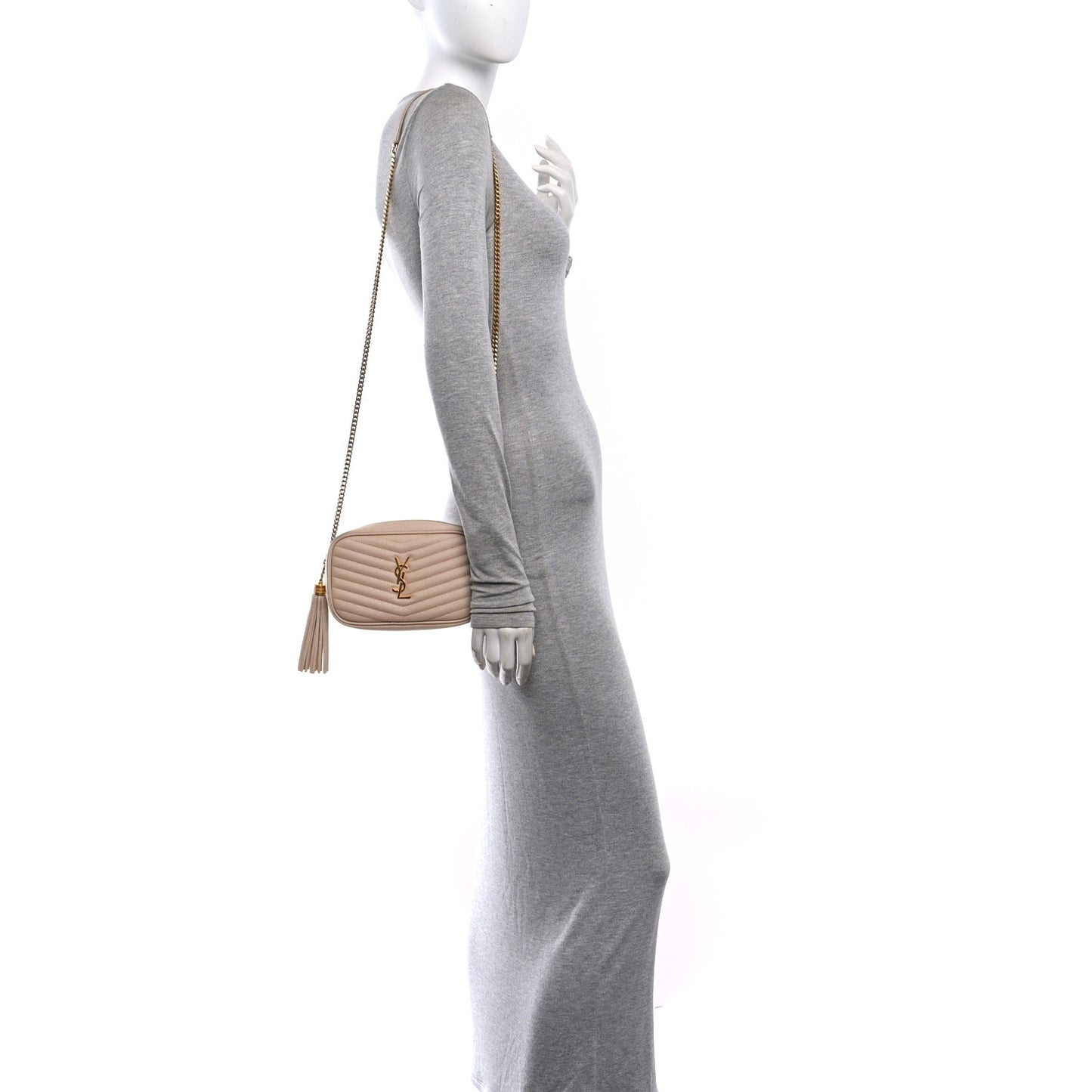 Grain De Poudre Matelasse Monogram Mini Lou Camera Bag Dark Beige