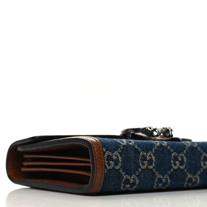 Gucci New Denim GG Monogram Dollar Calfskin Enamel Mini Dionysus Chain Wallet Blue Tea Cuir Epilog Electric Blue 11 of 12