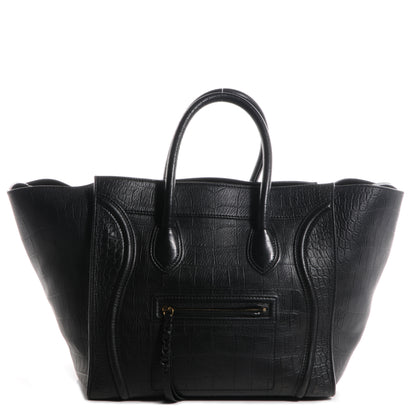 Celine Stamped Crocodile Large Phantom Luggage Black 1 of 8