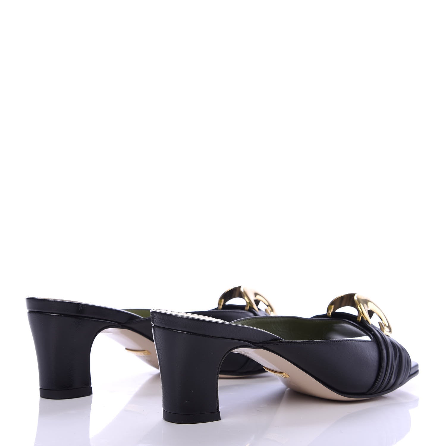 Gucci Malaga Kid Half Moon GG Square Toe Slide Sandals 36 Black 4 of 10