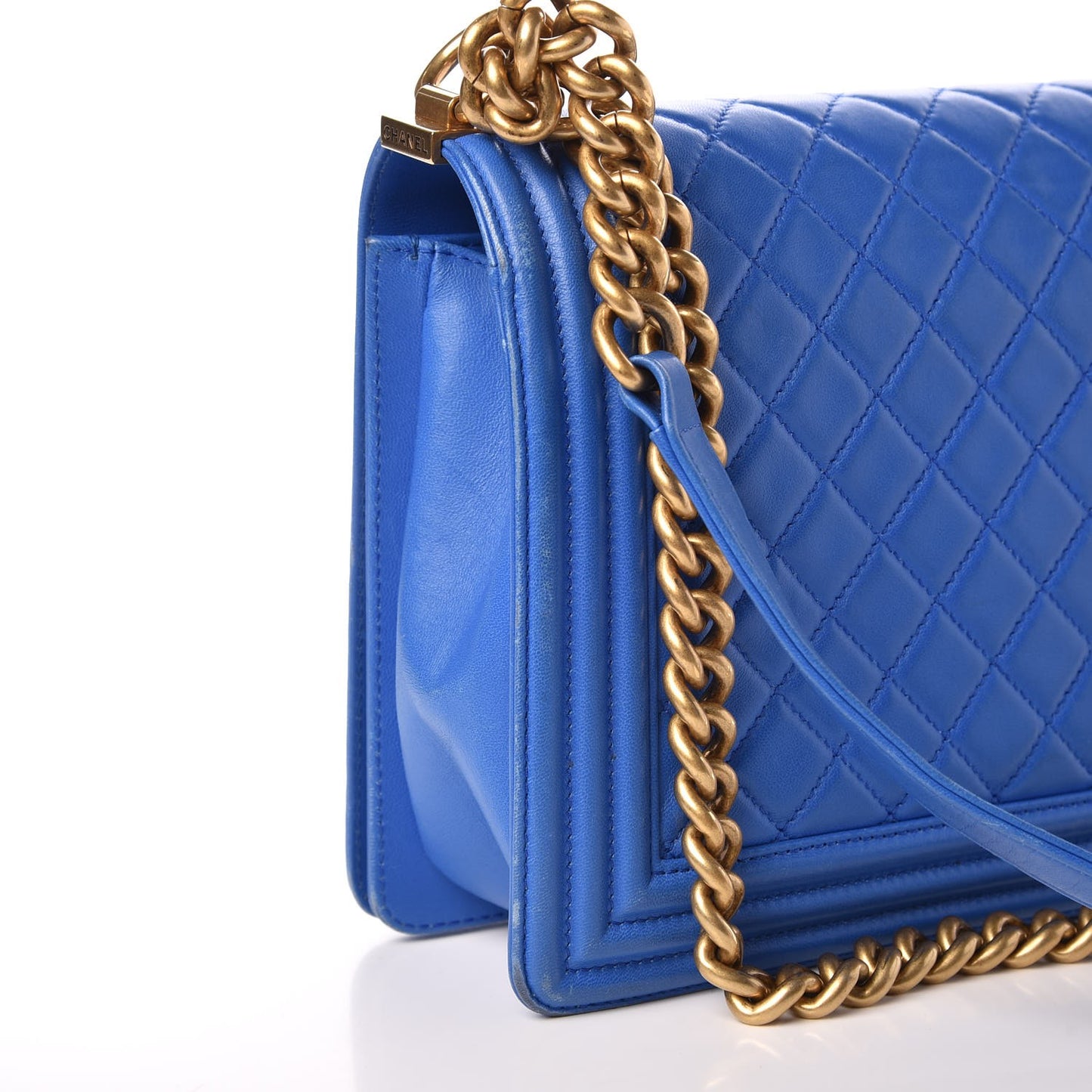 Lambskin Quilted New Medium Boy Flap Blue
