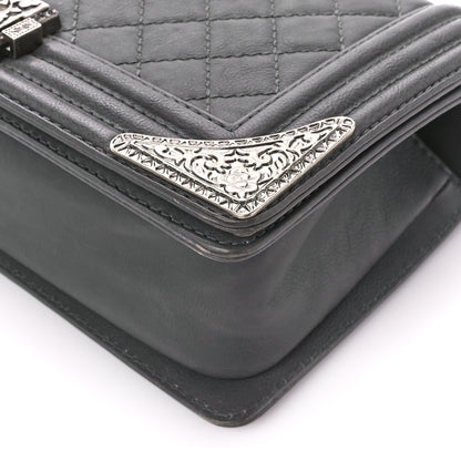 Chanel Calfskin Quilted Metal Embellished Paris Dallas Medium Boy Flap Grey 10 of 10