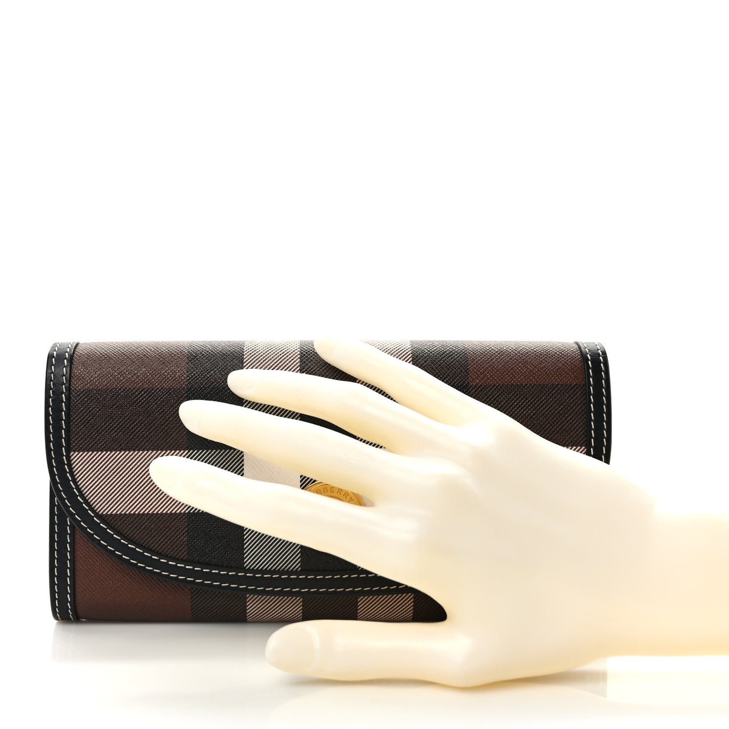 E-Canvas Check Continental Wallet Dark Birch Brown
