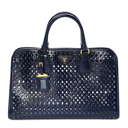Prada Saffiano Vernice Perforated Tote Royal 1 of 11