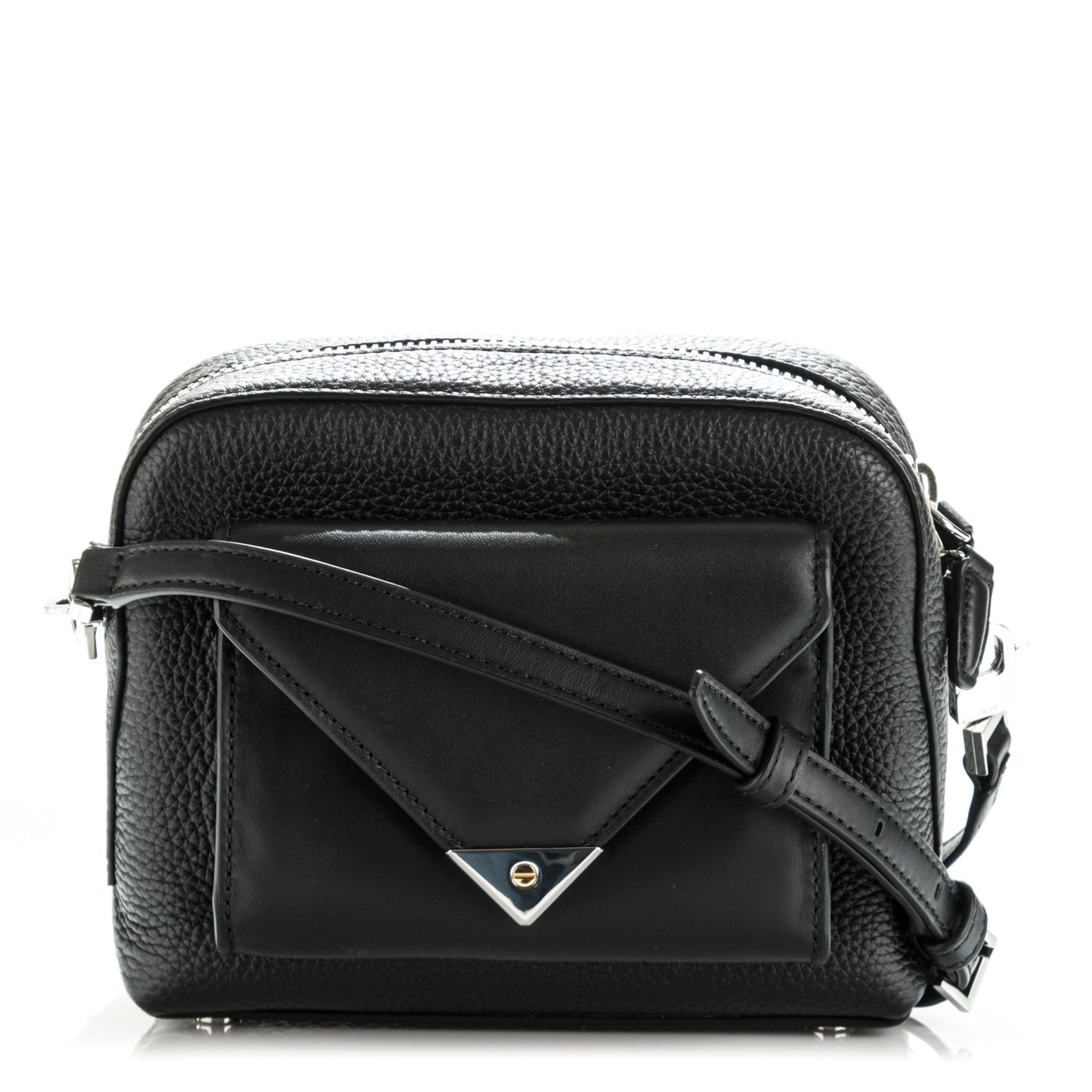 Pebbled Calfskin Prisma Pocket Crossbody Black