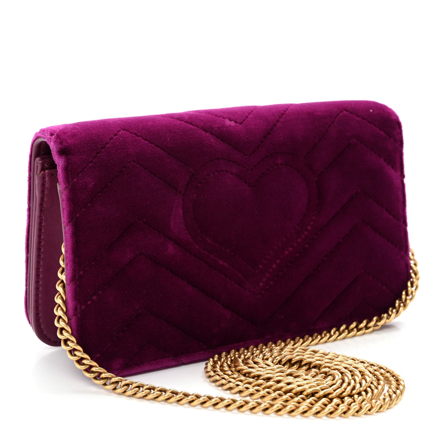 Gucci Velvet Matelasse GG Marmont Mini Bag Fuchsia Violet Cyclamen 3 of 9