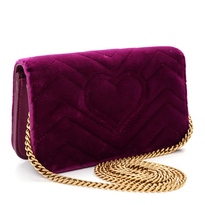 Gucci Velvet Matelasse GG Marmont Mini Bag Fuchsia Violet Cyclamen 3 of 9