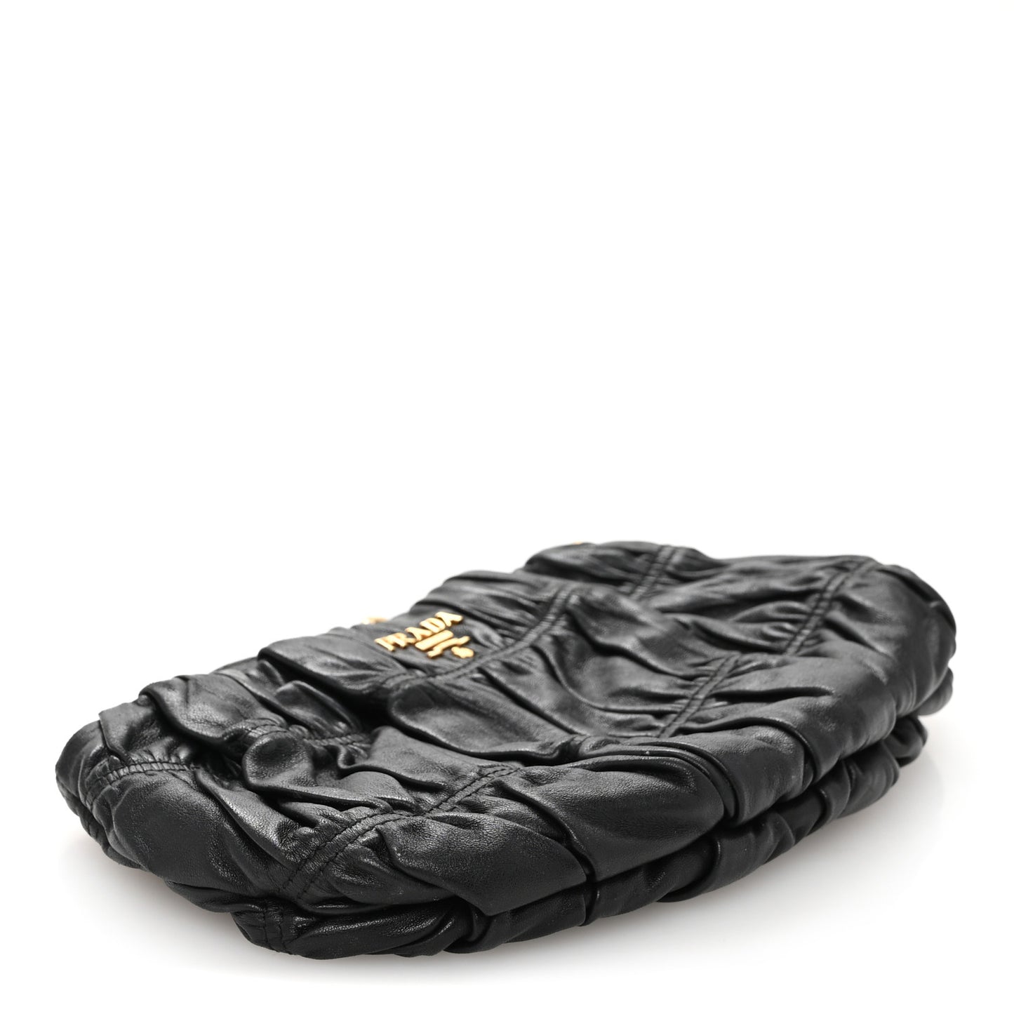 Nappa Gaufre Wristlet Clutch Black