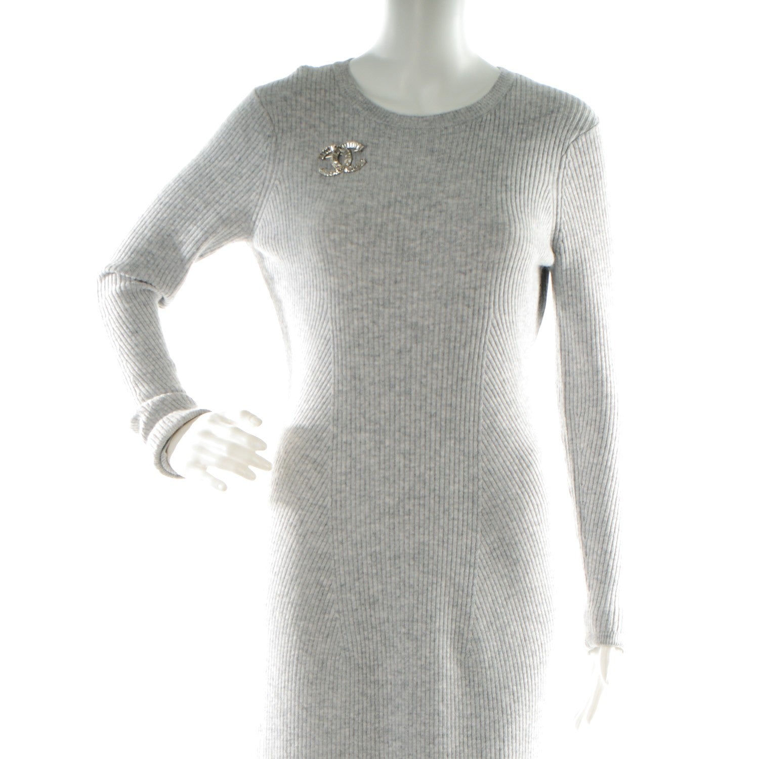 Chanel Baguette Crystal CC Brooch Silver 2 of 4