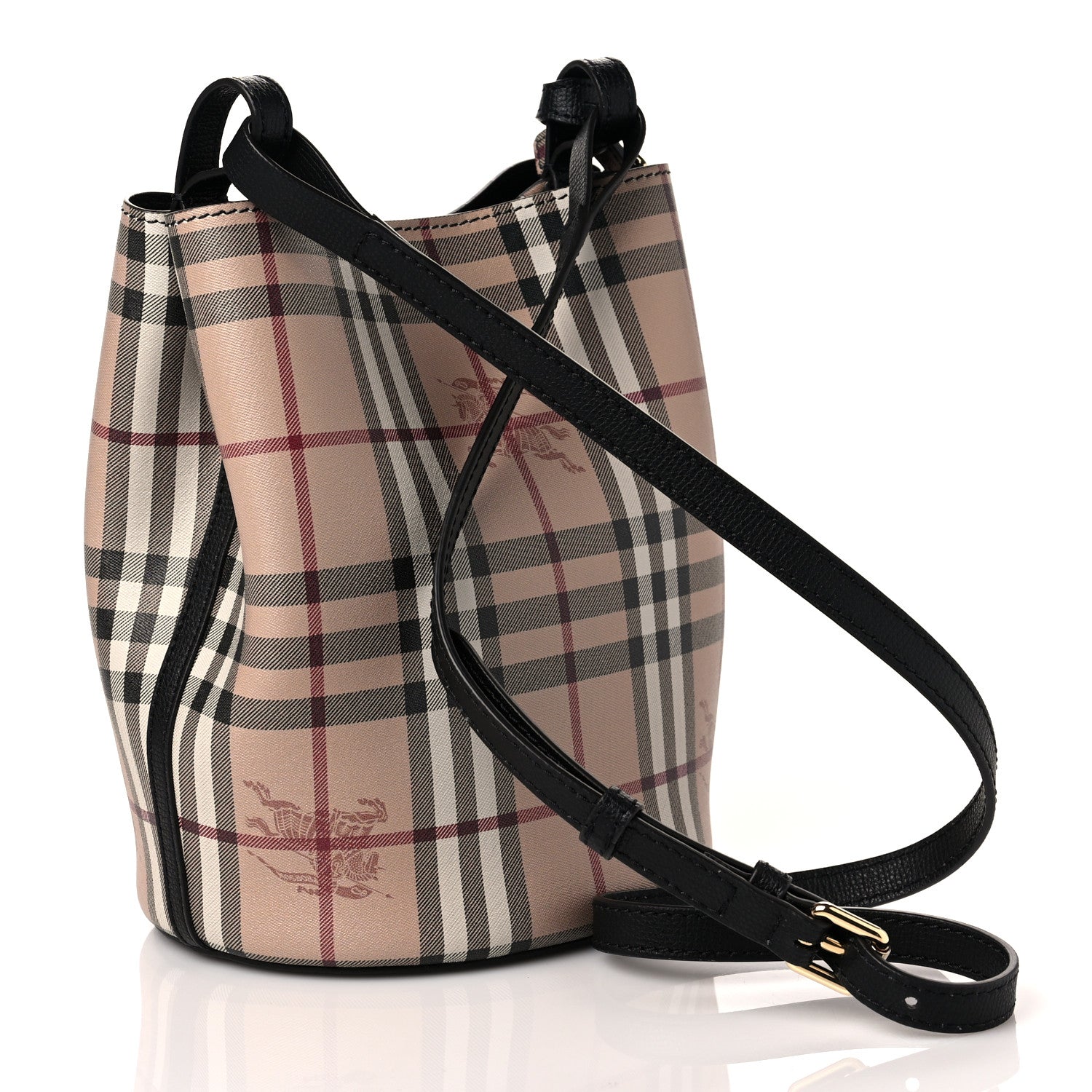 Burberry Haymarket Check Colours Small Lorne Bucket Crossbody Black 3 of 10